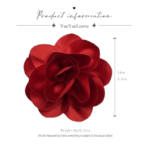 Image of Flower Pins Large Flower Brooches Dainty Satin Fabric Rose Flower Brooches Lapel Pins Delicate Elegant Silk Camellia Flower Oversized Brooch Pin for Women Wedding Part Dance Dress Suit Clothes Accessories Prom Jewelry Gifts