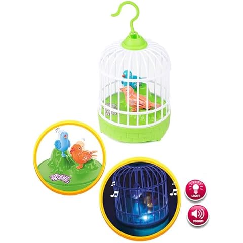 Toy Birds in Cage With Sounds Chitter React to Sound WIth Movement For Toddler Kids Boys Girls Cover