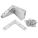 10 Pack L Shaped Flat Mending Plate, 3×3 inches Heavy Duty Stainless Steel Flat Repair Plate Corner...