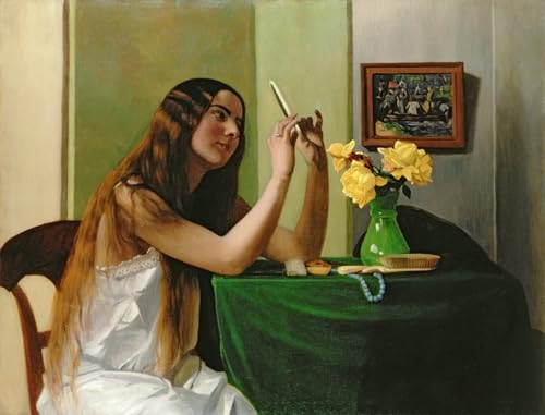 Arte lienzo Alla toeletta di Felix Edouard Vallotton para decorar paredes de oficinas elegantes