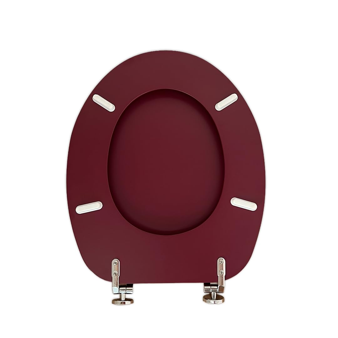 Kiamami Valentina Asiento de Inodoro Rojo Amaranto en MDF compatibilidad Universal