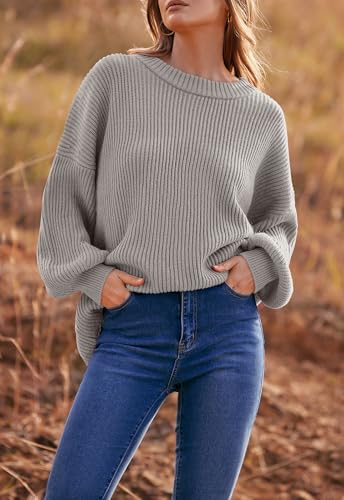 Image of PRETTYGARDEN Womens Sweaters Spring 2026 Oversized Chunky Knitted Pullover Sweater Casual Long Sleeve Crewneck Cute Sweaters