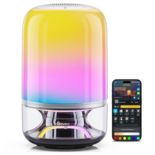 Govee Tischlampe 2 Pro x Sound von JBL, kabellose LED Tischlampe mit Lautsprecher, Musik-Licht-Sync, 16 Musik- & 100+ Szenenmodi, Matter-kompatibel, DIY-anpassbar, Wiederaufladbare Nachttischlampe
