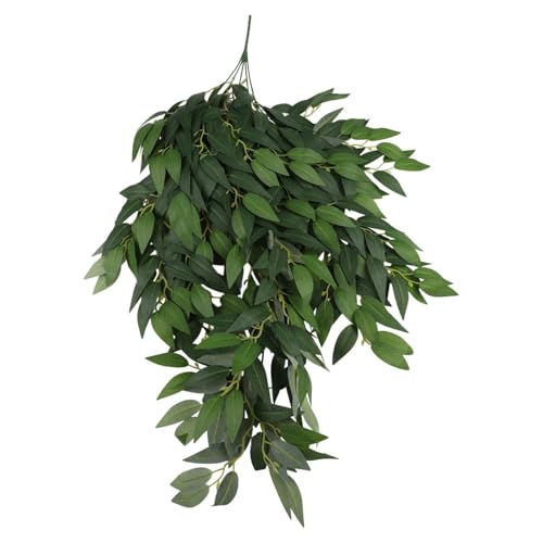 NbgrvB Hojas de vid de ratán artificial Elaeagnus Angustifolia para decoración del hogar y boda, 85 cm/100 cm/200 cm, follaje de tela verde 85 cm
