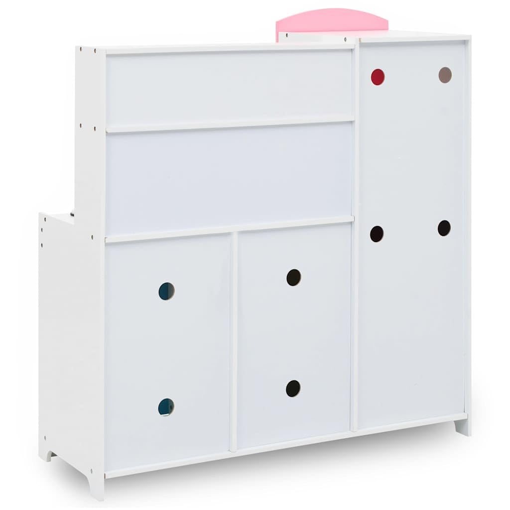 Kinderspielküche MDF mit Mikrowelle, Herd, Spüle und Kühlschrank 80 x 30 x 85 cm Mehrfarbig, pädagogisches Rollenspiel Zubehör für Kleinkind Mädchen Junge, Motorik Förderung
