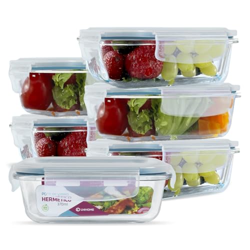 Conjunto 6 Potes Vidro Hermético Marmita Mantimentos 370ml