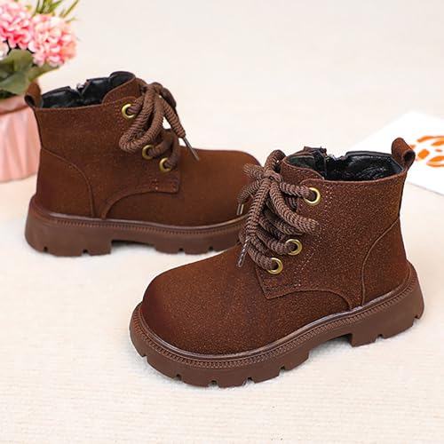 IWIHMIV Girls Short Boots Kids Ankle Boots With Zipper Outdoor Non Slip Dress Low Heels Booties for Toddler4