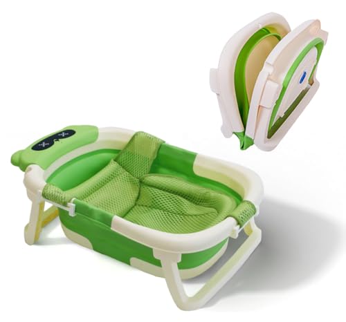 NOT JUST A BOX - Vaschetta Bagnetto Pieghevole Neonato, Indicatore di Temperatura, Foro di...