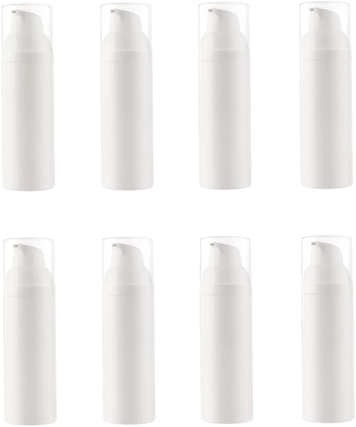 GSHLLO 8 Pcs Empty Airless Vacuum Pump Bottles Refillable Plastic Press Bottles Travel Size Soap Dispenser Cream Lotion Toner Container 10 ml