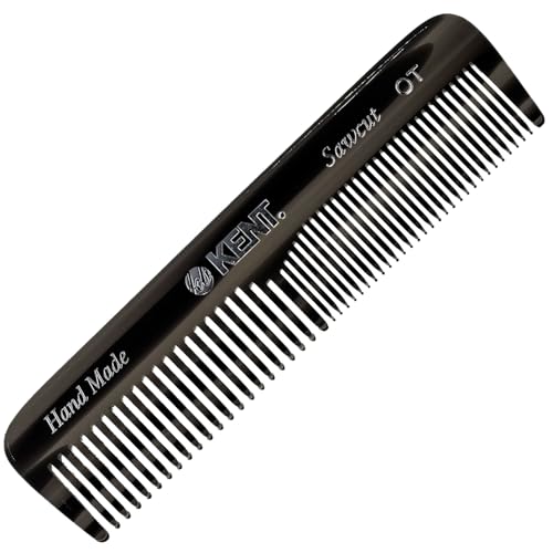 Kent OT Black Graphite Pocket Comb - Handmade Fine and Wide Tooth Hair Comb for Men, Women, and Kids - Travel, Beard, and Mustache Comb - Saw Cut and Hand Polished Made in England