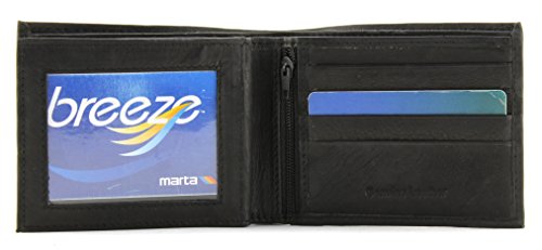 Leather Impressions Bifold Wallet for Men - Clean Stitched Premium Genuine Leather Wallet - Men's Wallet Billfold With Centre Flap ID Window,12 Cards Slots, 2 Side Slots, 2 Cash & 1 Zip Slot (Black)3