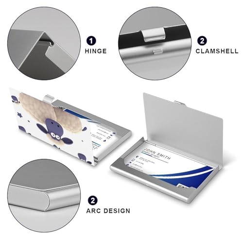 Slim Metal Business Card Holder - Sheep Aluminum Alloy Card Case with Buckle Closure, Holds 20 Cards & Cash, Professional Credit Card Size ID Holder for Men Women Gift4