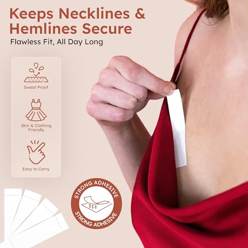 100 Strips Transparent Double Sided Tape for Clothes – Fashion Tape for Women | Body Tape - Clothing Tape to Keep Clothes in Place | Waterproof Clear Dress Tape2