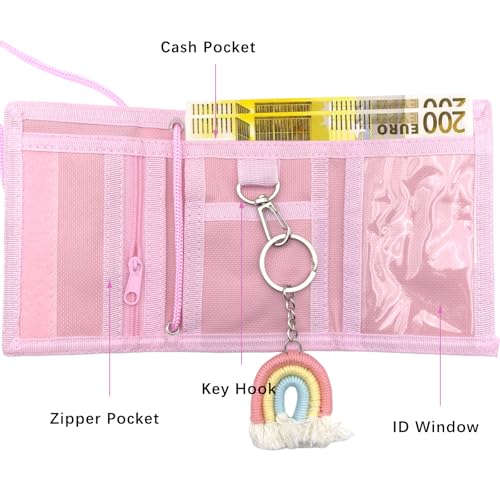Bikasun Regenbogen Brustbeutel Kinder mit Schlüsselanhänger, Boho Geldbörse Geldbeutel für Mädchen, Geldbeutel zum umhängen, Brieftasche Kleine, Geburtstag Geschenk