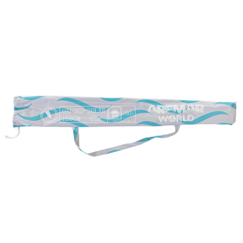 Aremar Sombrilla de Playa Antiviento Airvent, Protección UV 50+, 8 Varillas de Fibra de Vidrio, Mástil resistente, Funda de Transporte con Asa