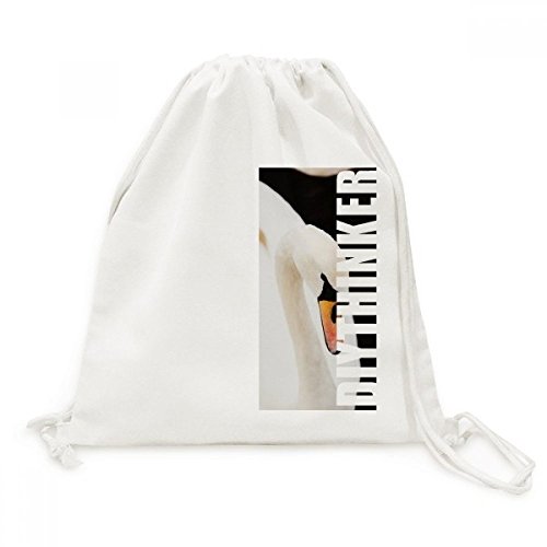 Sac cordon en toile cygne blanc sauvage DIYthinker pour voyage et loisirs