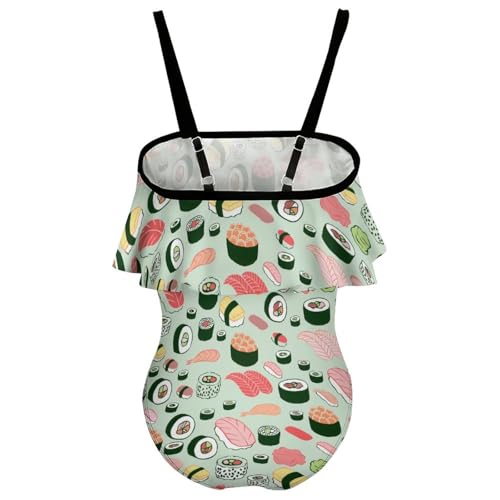 Sushi Pattern Printed Girls' One Piece Swimsuit Cute Beach Swimwear Quick Dry Bathing Suit2