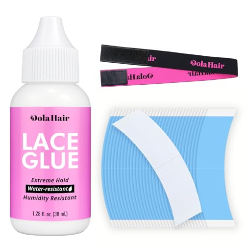 Image of Extreme Hold Lace Glue for Wigs, Waterproof, Invisible Bonding, 1.285 Ounce 36pcs Lace Wig Tape Double Sided Waterproof Lace Front Tape(Glue-3pcs kit)