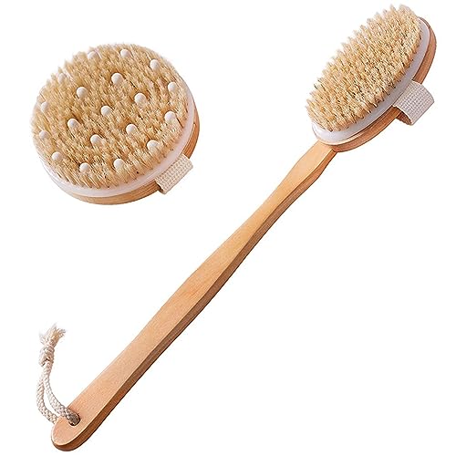 Asyduey Cepillo Corporal para Cepillado en Seco Juego de 2, Cepillo Exfoliante para Piel, Estropajo con Encargarse de para Ducha, Cepillo Seco para Celulitis