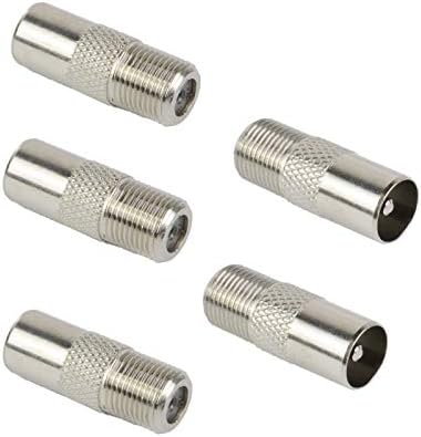 5Pcs Female To Male TV Aerial Coaxial Coupler, F Type Screw Connector Socket to RF Coax Aerial Adapter Nickel plating