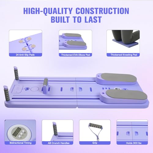 Pilates Board-Pilates Reformer Set 6 in 1 Multifunctional Abdominal Pilates Board for Home Workout Equipment, Foldable Pilates Portable Reformer Machine, Ab Board Trainer for Women - Image 5