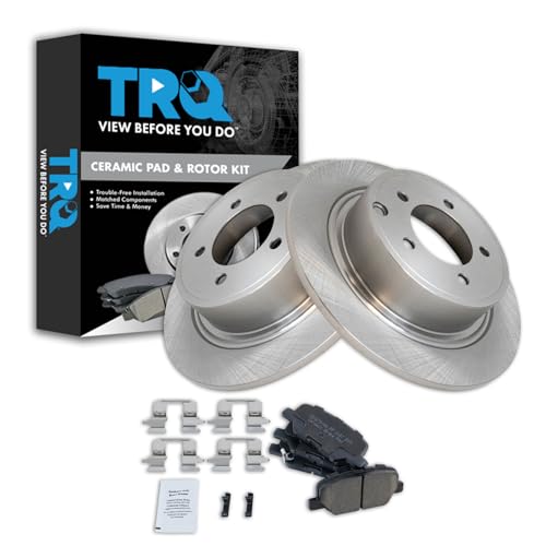 Image of TRQ Rear Brake Pad and Rotor Set Ceramic Compatible with 2013 Mitsubishi Outlander ES SE Front Wheel Drive
