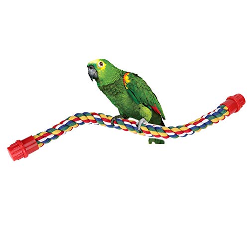 Image of Bird Rope Perch, Colorful Bendable Chewable Cotton Ropes Perch Stand for Parrot Budgie Parakeet Cockatiel Conure Lovebird Finch Canary (S)