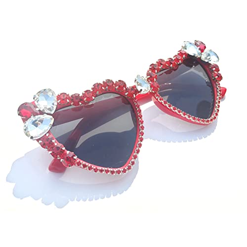 willochra Heart shaped Rhinestone Sunglasses Women Fashion Diamond bling party Sun Glasses Crystal Shades3