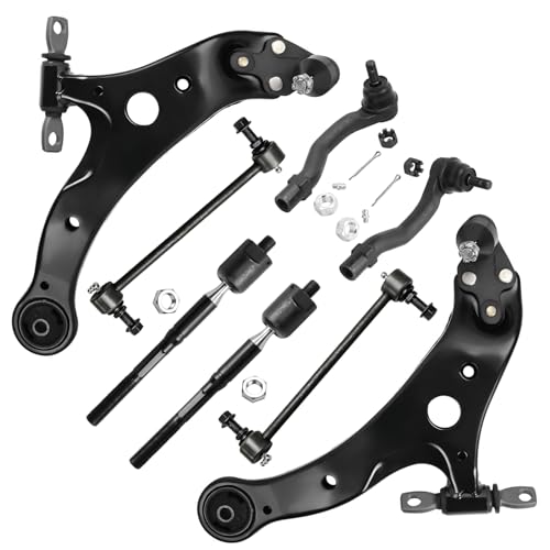 Image of Detroit Axle - 8pc Front End Kit for Toyota 2002 2003 Camry Lexus ES300, 2 Lower Control Arms with Ball Joints Assembly 4 Inner and Outer Tie Rods 2 Sway Bar Links Replacement