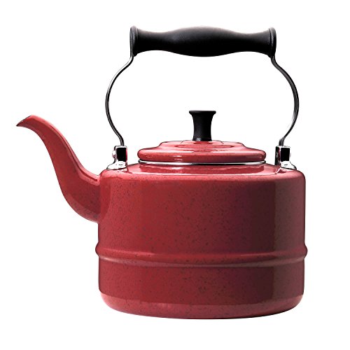 Paula Deen 2-Quart Enamel on Steel Teakettle, Red