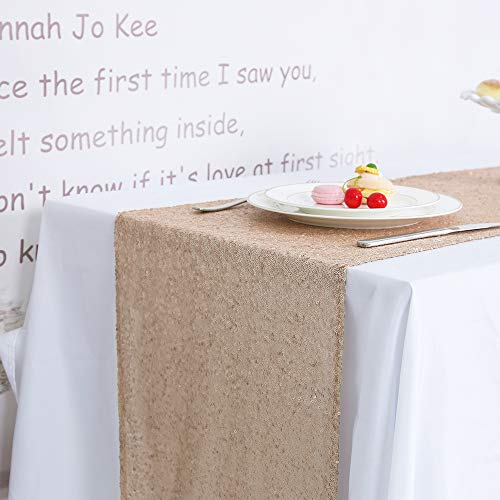 Trlyc 5Pcs 12 By 108-Inch Champagne Sequin Tablerunner #TOP1