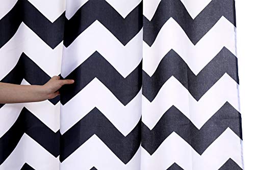 DeKeLaiFu Striped Fabric Black and White Shower Curtain Set including Steel Hooks - Image 3