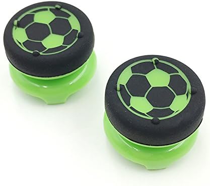 2 x High Extender Analog Thumbsticks Cap Thumb Stick Grips Joystick Cap Cover for PlayStation 4 for PS4 Xbox 360 PS3 Controller (Green Soccer)