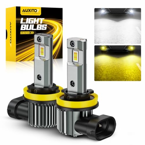 Image of AUXITO 80,000LM H11 /H8 LED Switchback Bulbs, 1:1 Mini Size H11 LED Fog Light Bulbs, 6500K & 3000K Dual Color Driving Lamps, No Polarity Plug-and-Play, 60,000H Lifetime