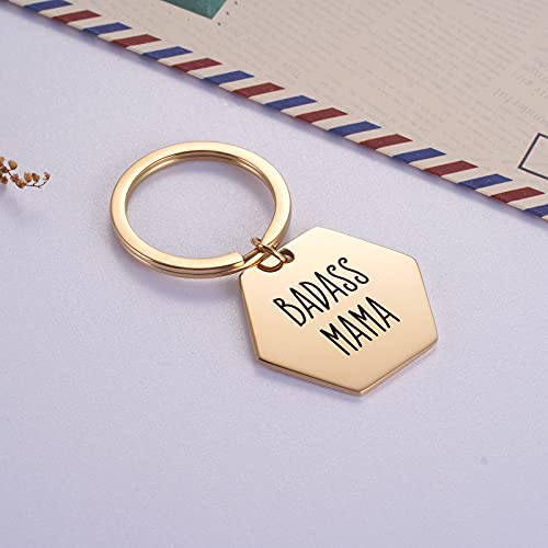 Ralukiia Badass Mama Keychain - Son To Mom Birthday Gifts - Funny From Daughter - New Mom Gift Badass Momma Keyring #TOP2