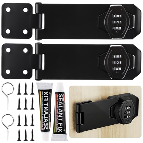 MIVIDE 2 cerraduras con cerradura de combinación, cerradura de combinación de 3 dígitos para puertas, armarios, puertas de granero y jardín