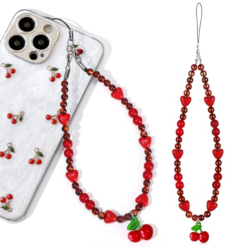 Wincredulous Correa universal para teléfono celular, correa de muñeca con cuentas hecha a mano para funda de teléfono, bolsa de mujer, 1PC, Resina, No es una piedra preciosa