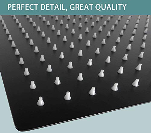 High Pressure Shower Head, 8 Inch 304 Stainless Steel Rain Showerhead, Ultra-Thin Best Pressure Boosting With Silicone Nozzle, Strighter High Flow Square Rainfall Shower Head (Matte Black) #TOP2