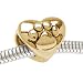 Beadaholique Double Sided Heart Shaped Bead with Paw Print, Fits Pandora, 22K Gold Plated