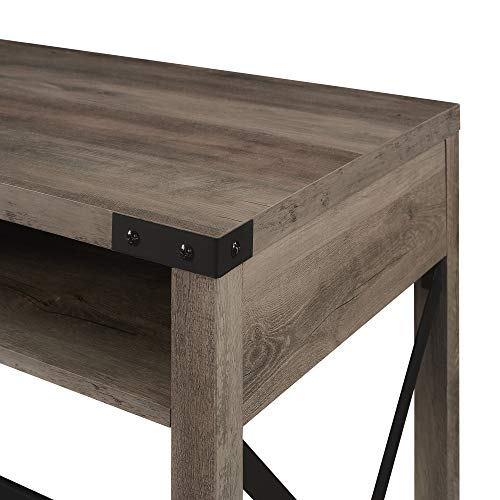 Walker Edison Callum Modern Farmhouse Metal X Writing Desk, 42 Inch, Grey Wash #TOP7