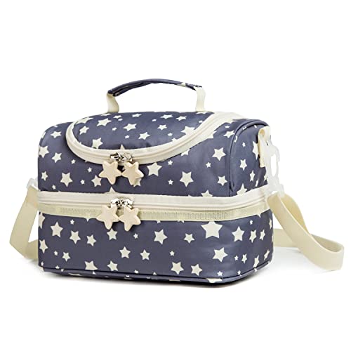 Life on track Kids Dual Compartment Lunch Bags Tote for Boys Girls Toddler Lunch Boxes Pre-School Toddler Kindergarten Picnic Camp Food Cooler Thermal...