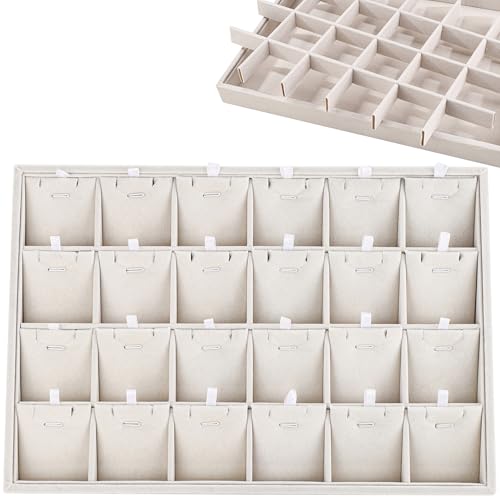 24 Grid Jewelry Tray Velvet Jewelry Display Tray with Removable Dividers by Mornajina - Used condition - US$25.78