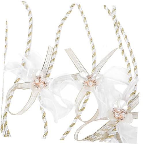 Lazo de boda artificial de 80cm con flores y cinta para ceremonia 4
