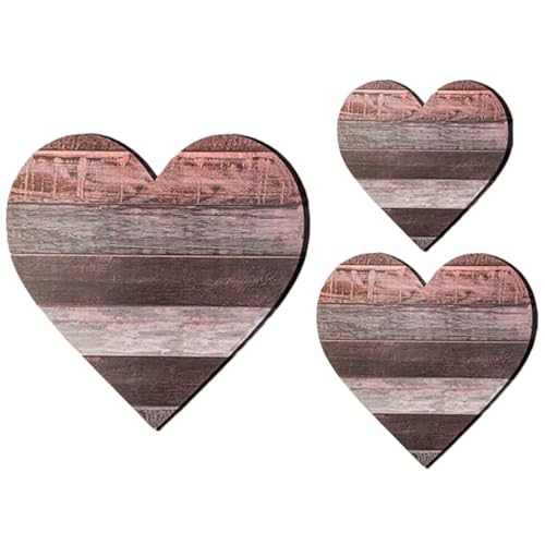 3pcs Heart Shaped Wood Wall Decor Set