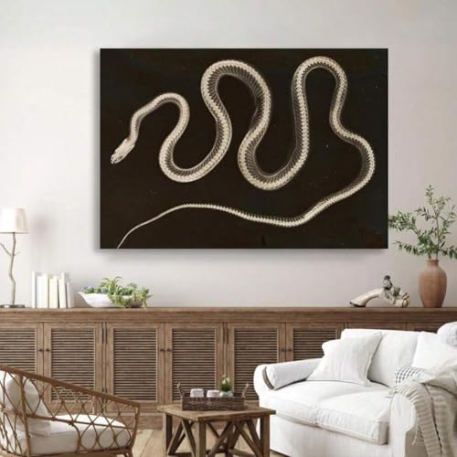 Décoration murale salon avec tableau sur toile serpent vintage encadré