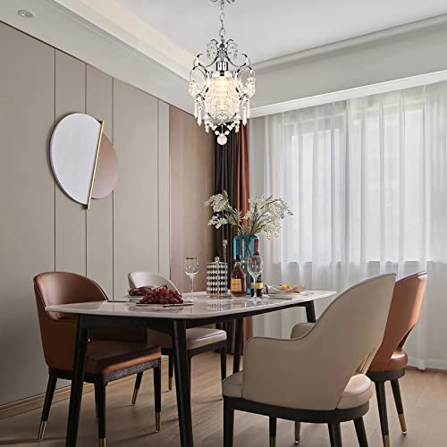 MAXAM Small Chandelier, 1 Light Crystal Mini Chandeliers Elegant Ceiling Light Fixture, Adjustable Hanging K9 Crystal Modern Light for Bedroom, Girls Room, Closet, Foyer, Kitchen Island, Farmhouse