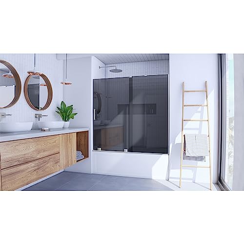 DreamLine Mirage-X 56-60 in. W x 58 in. H Frameless Sliding Tub Door in Brushed Nickel