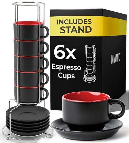MIAMIO 6 x 75 ml Tazas Cafe Espresso De Cerámica de Gres - Juego...