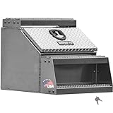 Buyers Products 1705182 Silver Diamond Tread Aluminum Heavy Duty Saddle Step Box, 24 x 28 x 24 Inch, Frame Steps with Built in Side Storage, Locking Die-cast Compression Latch, Semi-Truck Tool Box