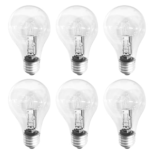 goduog 043168787963 78796 Halogen Light Bulbs 43 Watt 120V A19 with E26 Base,60W Replacement Non-LED Bulbs for Table Lamps & Home Lighting, 6-Pack.